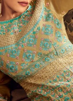 Beige Art Silk Anarkali Suit Party Wear