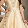 Beige Banglori Silk Embroidered N Stones Anarkali Suit Party Wear