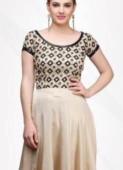 Beige Georgette Designer Anarkali Suit Party Wear