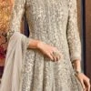 Beige Net Embroidered Anarkali Suit Wedding Wear