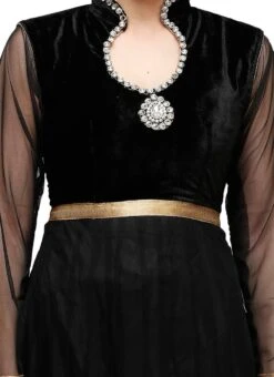 Black Brocade Art Silk Anarkali Suit Party Wear