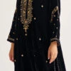 Black Velvet Embroidered Straight Pant Suit Party Wear