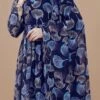 Blue Faux Georgette Digital Print Fit And Flare Dress After Six Wear