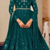 Blue Faux Georgette Embroidered Anarkali Suit Party Wear