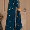 Full Sleeve Centre Slit Rama Blue Georgette Embroidery Anarkali Suit Party Wear