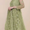 Green Net Embroidered Work Anarkali Suit Party Wear