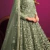Green Net Embroidery Anarkali Suit Party Wear