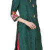 Green Raw Silk Embroidery Work Kurta Straight Pant Set Party Wear
