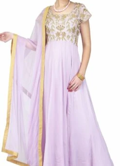 Lavender Crepe Anarkali Suit Party Wear