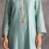 Light Blue Chanderi Silk Embroidered Straight Pant Suit Party Wear