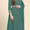 Light Green Faux Georgette Embroidered Anarkali Suit Party Wear