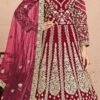 Magenta Pink Net Embroidered N Sequins Anarkali Suit Wedding Wear