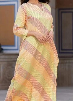Mustard Muslin Printed Kurta Straight Pant Set After Six Wear