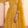 Mustard Satin Silk Jacquard Weaving Anarkali Suit Party Wear