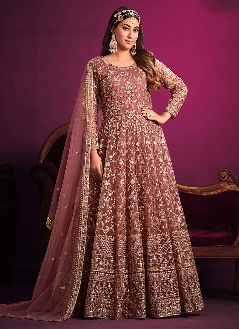 Pink Net Embroidery Anarkali Suit Party Wear - Image 3