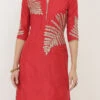 Red Cotton Silk Embroidered Kurta Straight Pant Set After Six Wear