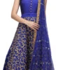 Royal Blue Raw Silk Thread Work Anarkali Suit Party Wear