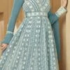 Sky Blue Faux Georgette Embroidered Anarkali Suit Party Wear