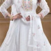 White Chanderi Silk Booti Zari Work Anarkali Suit Party Wear