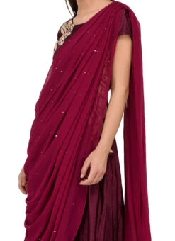 Wine Velvet Embroidered Anarkali Suit Party Wear