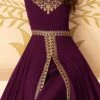 Wine Georgette Anarkali Suit Party Wear