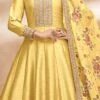 Yellow Art Silk Embroidery Anarkali Suit Party Wear