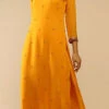 Yellow Pure Georgette Embroidered Kurta Straight Pant Set Party Wear